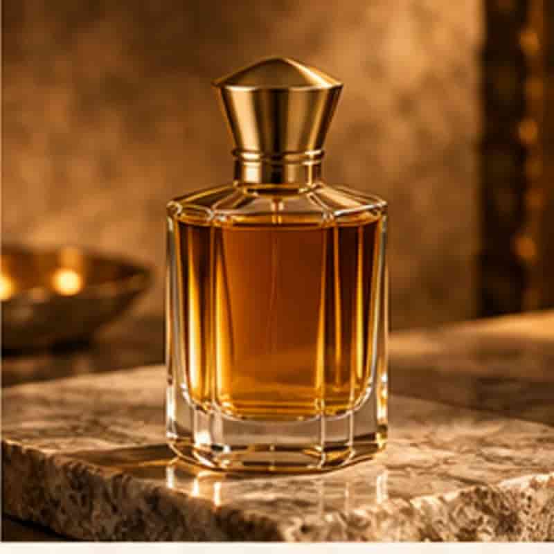 صورة كتالوج أصلية لعنصر عطر بغطاء ذهبي